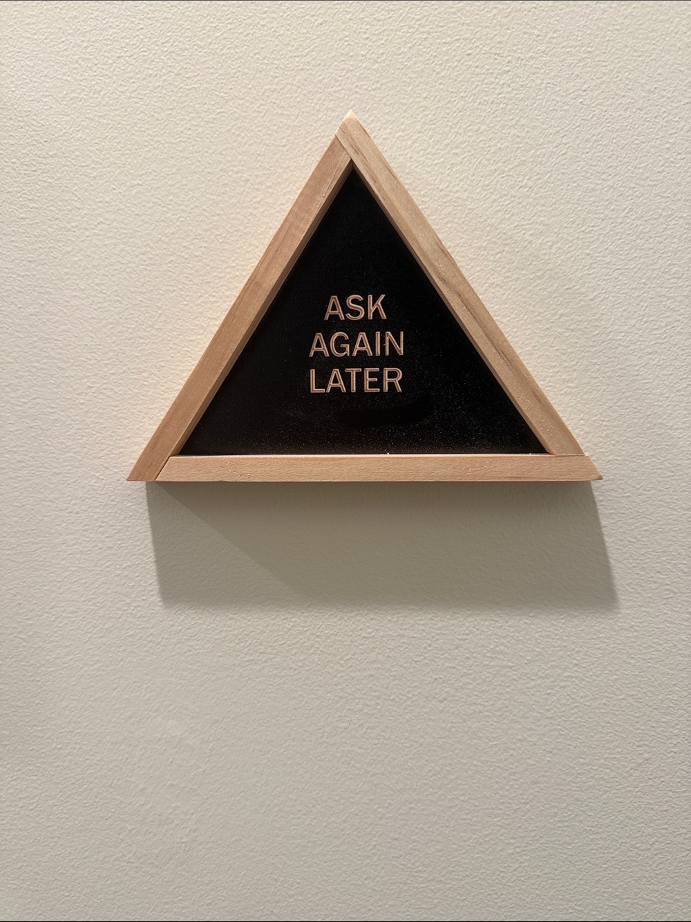 MINI Wall hanging carved Magic 8 ball phrase fortune triangle!